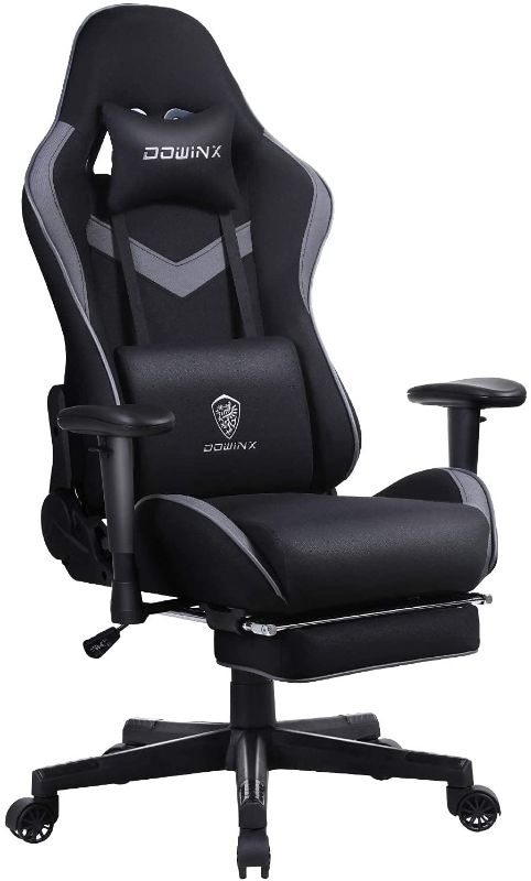 Photo 1 of Dowinx Gaming Chair Breathable Fabric Office Chair with Massage Lumbar Support, High Back Ergonomic Computer Chair Adjustable Swivel Task Chair with Footrest Black
