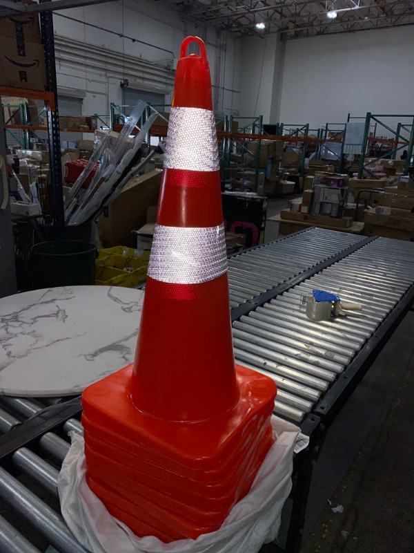 Photo 1 of [9pcs] RoadHero Traffic Safety Cones 28 Inch, Plastic PVC Cone, Fluorescent Orange Reflective Collar Handheld Ring, Cones for Parking Lot, Road Safety, Construction Events Sport & Driving Training