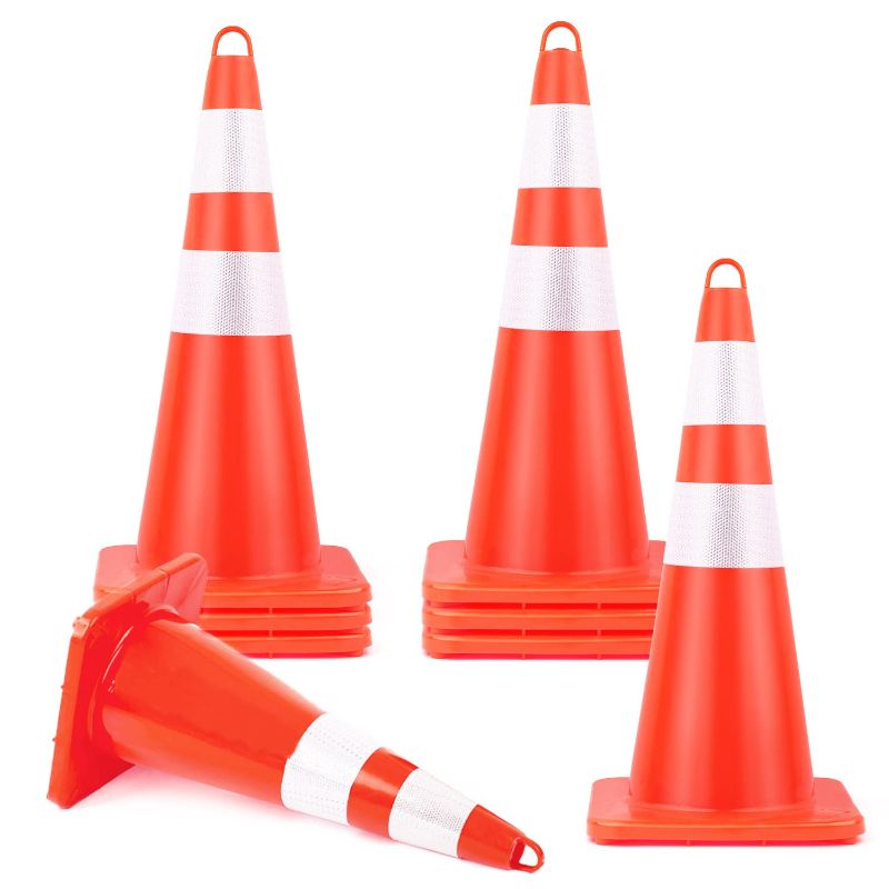 Photo 2 of [9pcs] RoadHero Traffic Safety Cones 28 Inch, Plastic PVC Cone, Fluorescent Orange Reflective Collar Handheld Ring, Cones for Parking Lot, Road Safety, Construction Events Sport & Driving Training