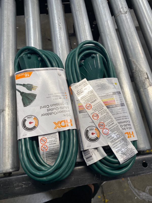 Photo 1 of HDX
25 ft. 16/3 Fan-Tap Landscape Extension Cord, Green PACK OF 2 