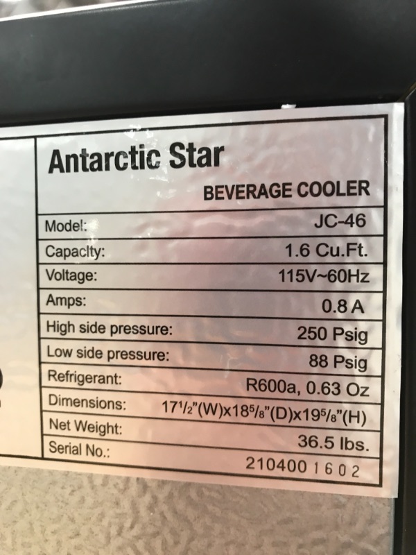 Photo 4 of Antarctic Star Mini Fridge Cooler - 70 Can Beverage Refrigerator Glass Door for Beer Soda or Wine – Glass Door Small Drink Dispenser Machine Clear Front removable for Home, Office or Bar, 1.6cu.ft
