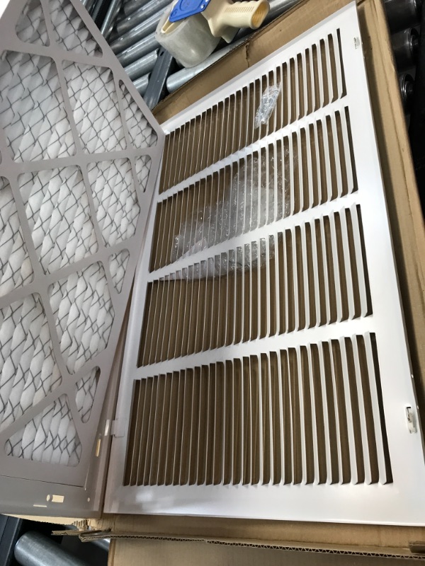 Photo 2 of 24" X 14" Return Air Filter Grille - Filter Included - Easy Plastic Tabs for Removable Face/Door - HVAC Vent Duct Cover - White [Outer Dimensions: 25.75w X 15.75h]
