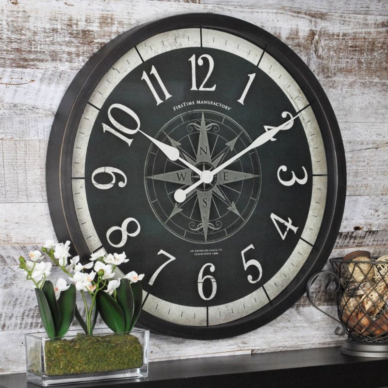 Photo 1 of 24" Compass Rose Wall Clock Oil Rubbed Bronze - FirsTime & Co.
