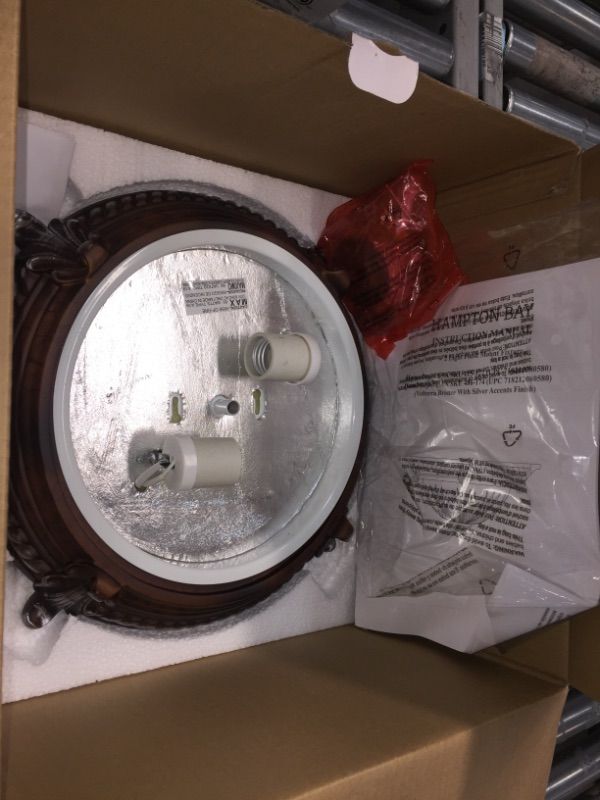 Photo 2 of **PARTS ONLY** GLASS SHADE NOT INCLUDED- 15" FLUSH MOUNT, VOLTERRA BRONZE
