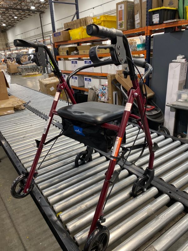 Photo 2 of Medline Steel Rollator Walker Burgundy 350 lbs Capacity