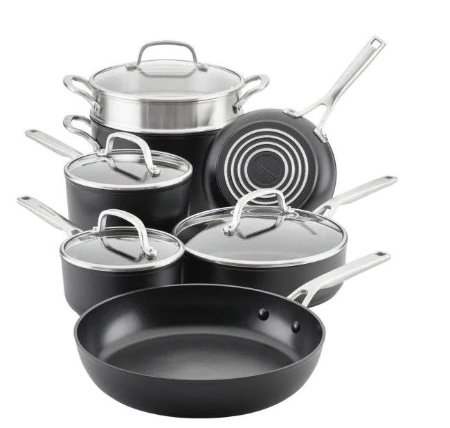 Photo 1 of 
KitchenAid
11-Piece Hard Anodized Aluminum Nonstick Cookware Set Black
