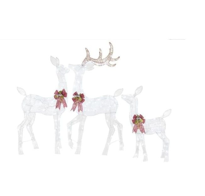 Photo 1 of Home Accents Holiday
60 in. White Tinsel LED Deer Family (Set of 3) ( 60 in. Plus 54 in. Plus 37 in.)