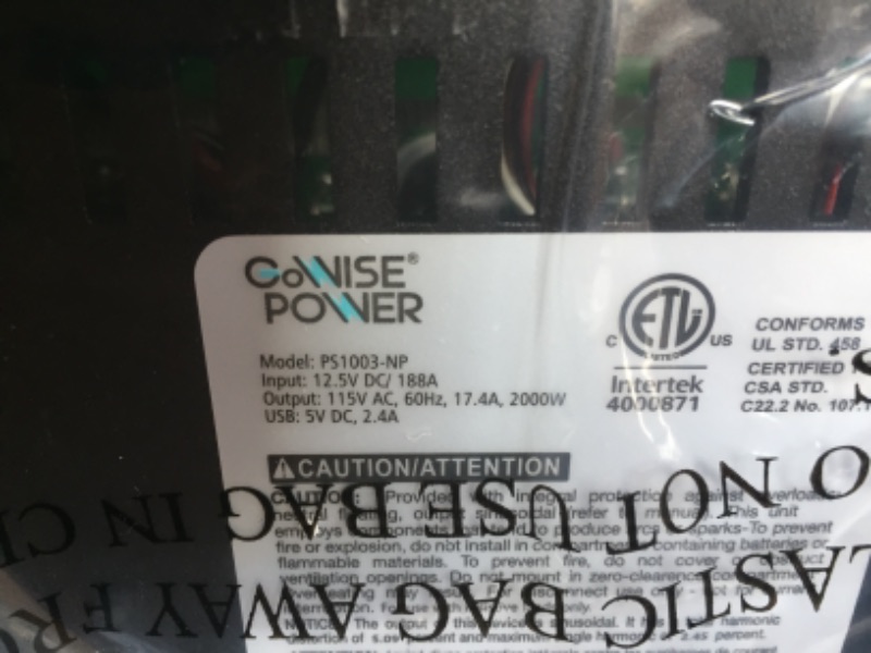 Photo 3 of Power Techon PS1003 Pure Sine Wave Inverter (2000W Cont/4000w Peak)