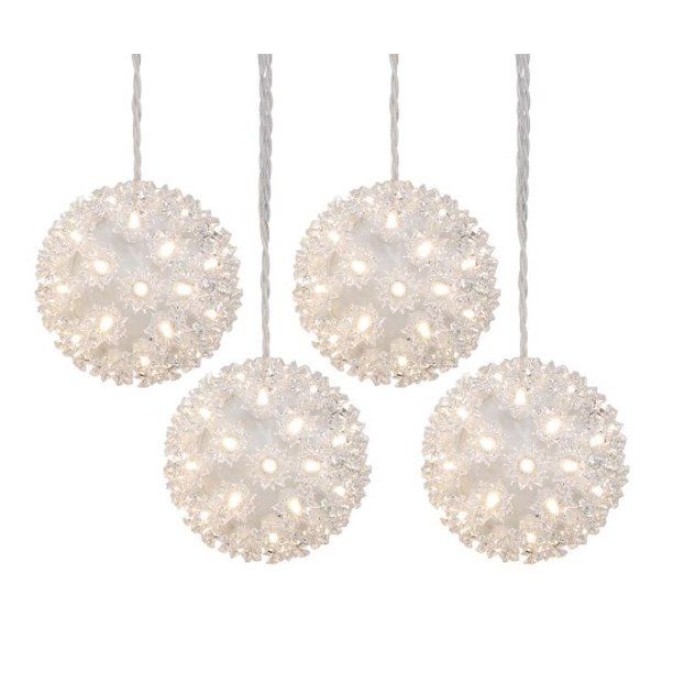 Photo 1 of 5.5 in. 200-Light Warm White LED Hanging Spheres (4-Pack) Christmas Decoration
