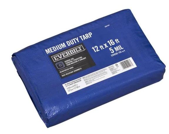 Photo 1 of 12 ft. x 16 ft. Blue Medium Duty Tarp
