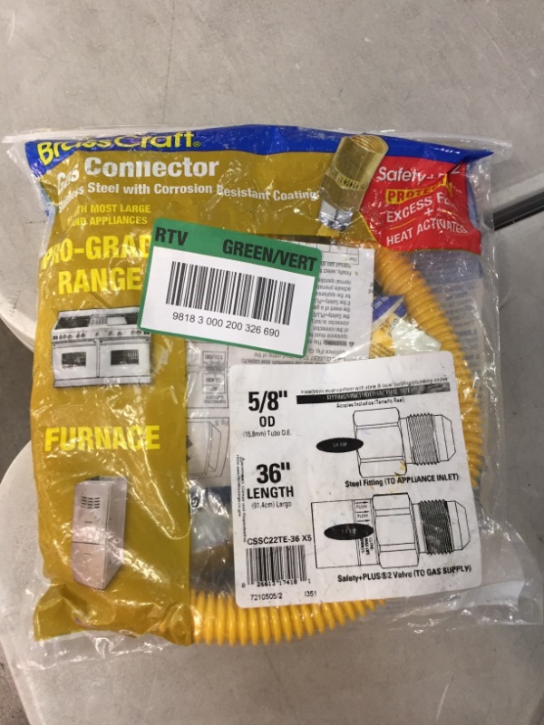 Photo 2 of 3/4 in. FIP x 3/4 in. FIP x 36 in. Gas Connector (5/8 in. OD) w/Safety+Plus2 Thermal Excess Flow Valve (107,000 BTU)
