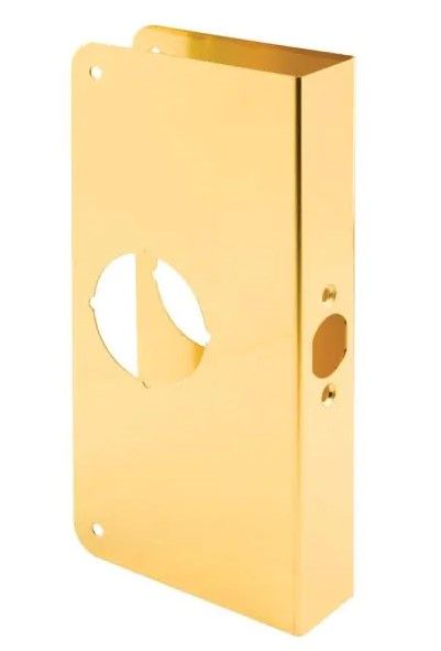 Photo 1 of 1-3/8 in. x 9 in. Thick Solid Brass Lock and Door Reinforcer, 2-1/8 in. Single Bore, 2-3/8 in. Backset
