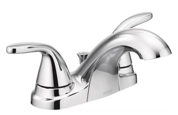 Photo 1 of Adler 4 in. Centerset 2-Handle Low-Arc Bathroom Faucet in Chrome
