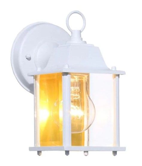 Photo 1 of 8.5 in. White Decorative Outdoor Coach Lantern
