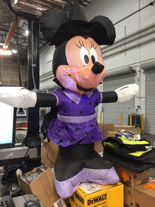 Photo 2 of 3.5 ft. Minnie in Purple Witch Costume Airblown Disney Halloween Inflatable
