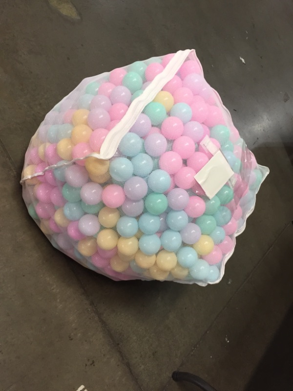 Photo 2 of Amazon Basics BPA Free Plastic Ball Pit Balls with Storage Bag, 400 ct (2.3” Diameter), Pastels
