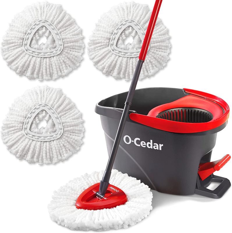 Photo 1 of O-Cedar Easywring Microfiber Spin Mop & Bucket Floor Cleaning System with 3 Extra Refills
