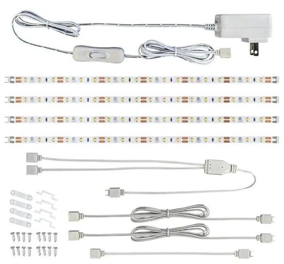 Photo 1 of 12 in. LED Linkable White Flexible Tape Under Cabinet Light Kit (4-Strip Pack)

