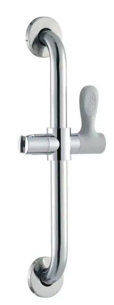 Photo 1 of 18 in. x 1-1/4 in. Concealed Screw ADA Compliant Grab Bar with Adjustable Hand Shower Holder in Chrome
