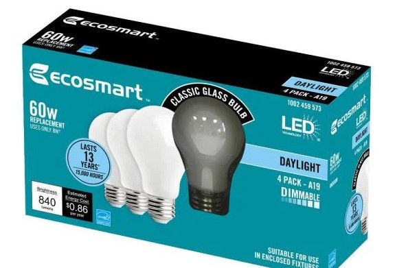 Photo 1 of 60-Watt Equivalent A19 Dimmable Energy Star Frosted Filament LED Light Bulb Daylight (4-Pack)
13 box bundle