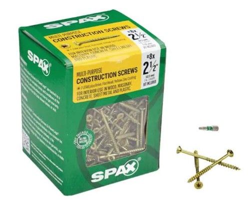 Photo 1 of #8 x 2-1/2 in. T-Star Plus Flat Head Partial Thread Yellow Zinc Screw (5 lb. Box)
