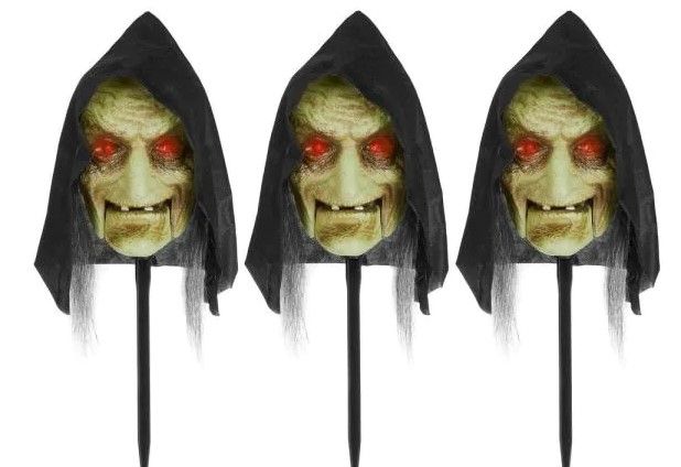 Photo 1 of 16 in. Animated LED Witch Halloween Pathway Markers (3-Pack)
