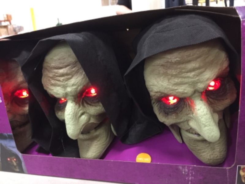 Photo 1 of 16 in. Animated LED Witch Halloween Pathway Markers (3-Pack)

