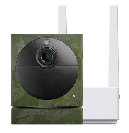 Photo 1 of ***PARTS ONLY*** Wireless Outdoor Surveillance Security Camera with Green Camo Dbrand Skin, Includes Base Station
