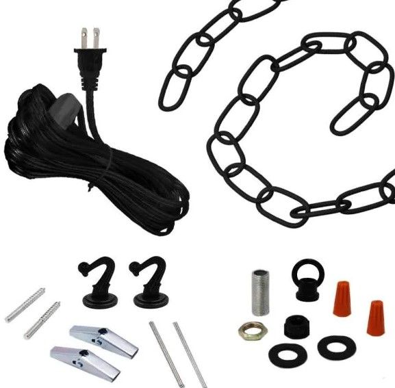 Photo 1 of 18 ft. Matte Black Swag Light Kit

