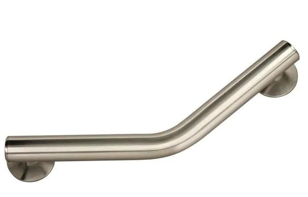 Photo 2 of 16 in. x 1-1/4 in. Concealed Screw ADA-Compliant Decorative Angled Grab Bar in Brushed Nickel
