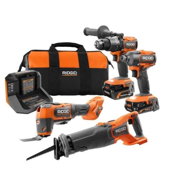 Photo 1 of 18V Brushless Cordless 4-Tool Combo Kit with (1) 4.0 Ah and (1) 2.0 Ah MAX Output Batteries, 18V Charger, and Tool Bag
AS IS PREVIOUSLY USED, MISSING ACCESSORIES (BLADES), MISSING CHARGER, PLEASE SEE PHOTOS 