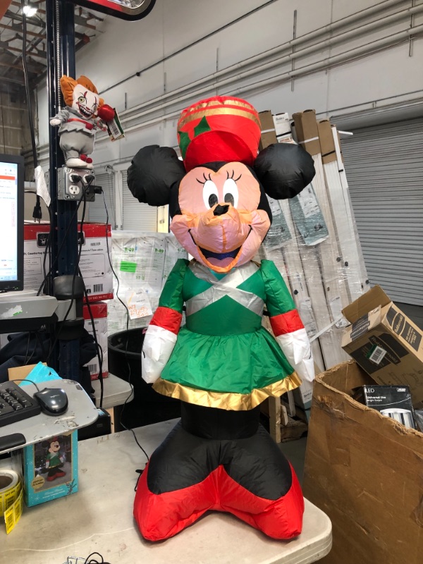 Photo 3 of 3.5 ft Pre-Lit LED Airblown Disney Minnie as Toy Soldier Christmas Inflatable
AS IS USED, MISSING PLUG, PLEASE SEE PHOTOS 