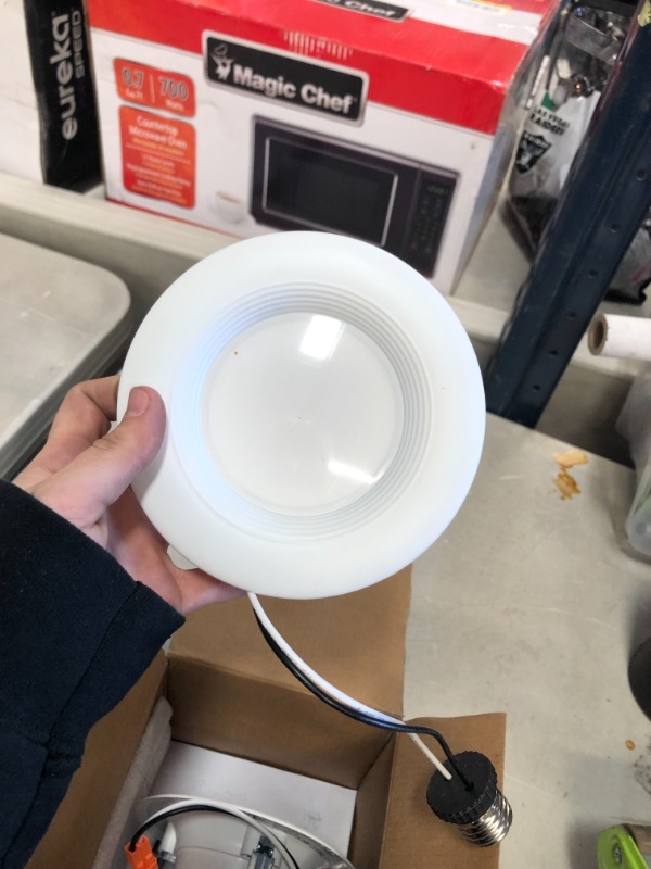 Photo 3 of 4 in. 3000K Color Temperature Integrated LED White Recessed Trim Baffle (4-Pack)
AS IS USED