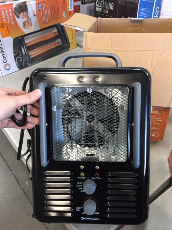 Photo 3 of 1,500-Watt Milk house Style Fan Electric Portable Heater - Black
AS IS USED