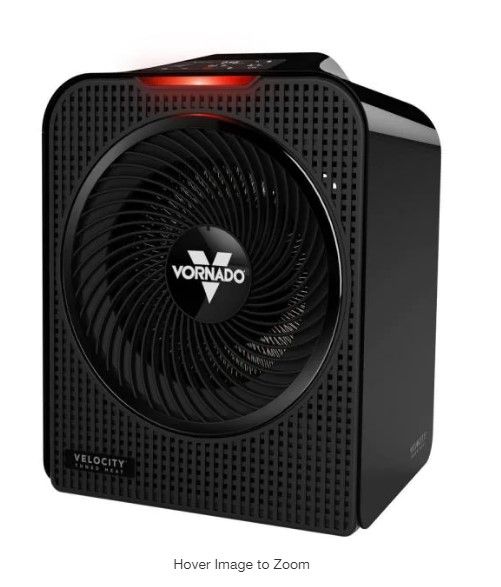 Photo 1 of Velocity 5 Whole Room 1500-Watt 5118 BTU Electric Space Fan Heater Furnace, Auto Control, Advanced Safety, Black
AS IS USED