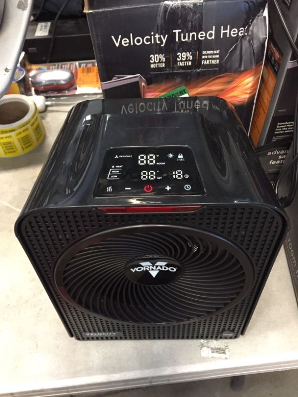 Photo 5 of Velocity 5 Whole Room 1500-Watt 5118 BTU Electric Space Fan Heater Furnace, Auto Control, Advanced Safety, Black
AS IS USED