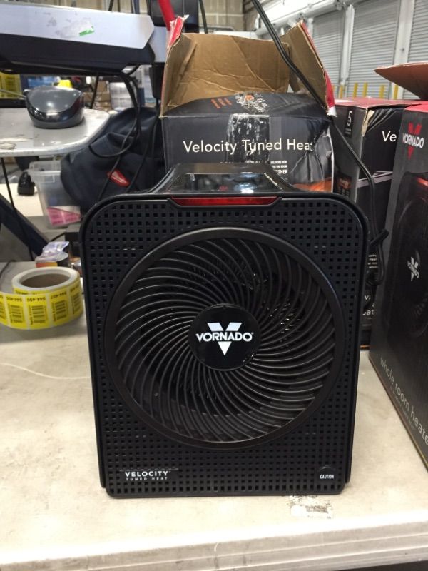 Photo 3 of Velocity 5 Whole Room 1500-Watt 5118 BTU Electric Space Fan Heater Furnace, Auto Control, Advanced Safety, Black
AS IS USED