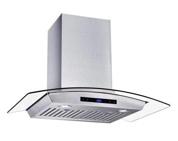 Photo 1 of 30 in. W Convertible Glass Wall Mount Range Hood with 2 Charcoal Filters in Stainless Steel
