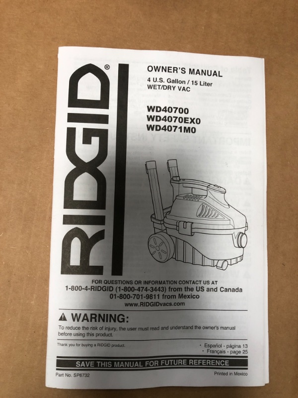 Photo 4 of Ridgid WD4070 4 Gallon Portable Vacuum