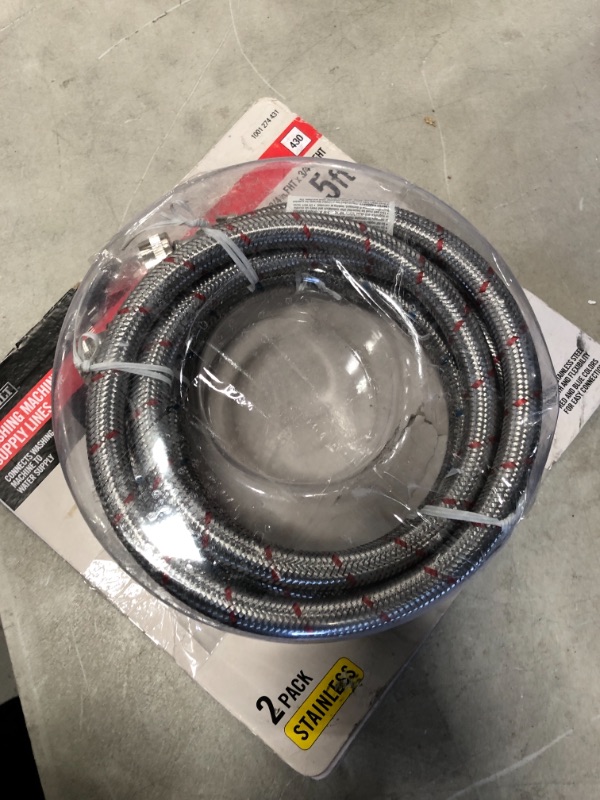 Photo 2 of Everbilt Â 3/4 in. FIP x 3/4 in. FIP x 60 in. Stainless Steel Washing Machine Hose Set