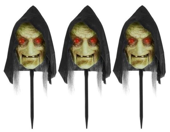 Photo 1 of 16 in. Animated LED Witch Halloween Pathway Markers (3-Pack)
