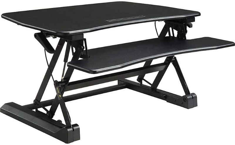 Photo 1 of Lorell Sit-to-stand Gas Lift Desk Riser, Black
