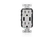 Photo 1 of (2-Pack) 15 Amp Decora Combination Tamper Resistant Duplex Outlet and USB Charger, Gray