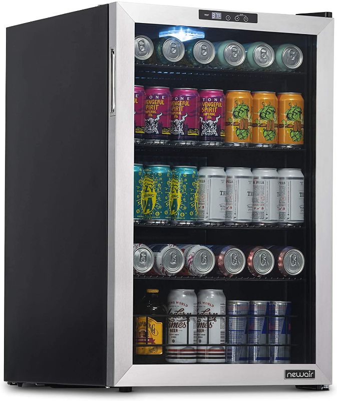 Photo 1 of NewAir Beverage Refrigerator And Cooler, Free Standing Glass Door Refrigerator Holds Up To 160 Cans, Cools Down To 37 Degrees Perfect Beverage Organizer For Beer, Wine, And Cooler Drinks NBC160SS00
