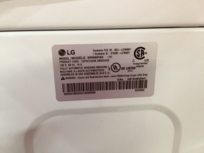 Photo 2 of LG WM3600HWA 4.5 Cu. Ft. Ultra Large Capacity Smart wi-fi Enabled Front Load Washer
