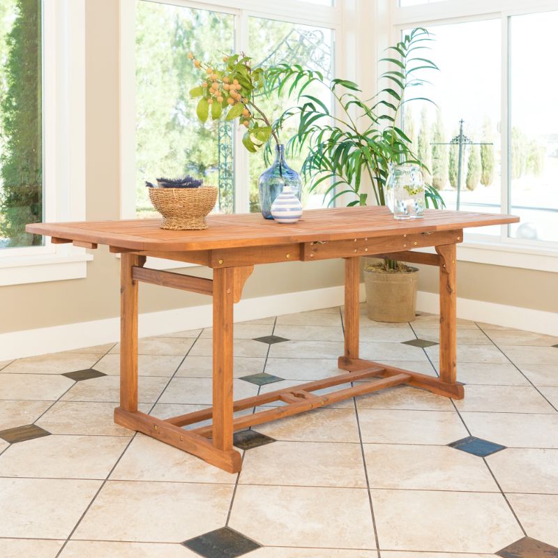 Photo 1 of Acacia Wood Patio Butterfly Table in Brown - Walker Edison OWTEXBR
