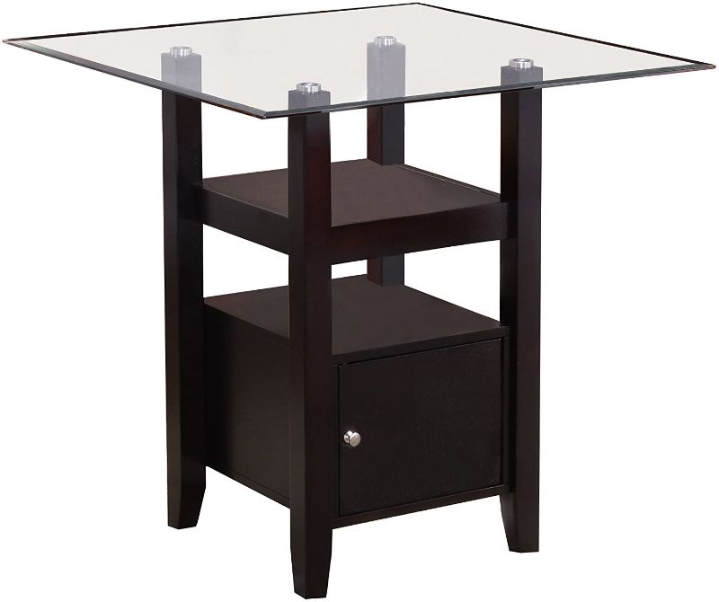 Photo 1 of **BASE ONLY** Kings Brand Furniture Arecibo Cappuccino Dining Table with Storage, 35" W x 35" D x 36" H
