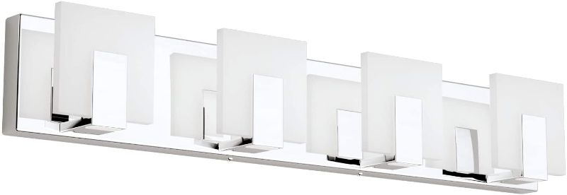 Photo 1 of Aipsun 4 Lights Dimmable Modern LED Vanity Light for Bathroom Frosted White Acrylic Chrome Up and Down Bathroom Wall Light Fixtures Over Mirror(White Light 6000K)
