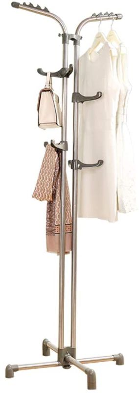 Photo 1 of BAOYOUNI Heavy Duty Metal Coat Rack Standing Entryway Hall Tree Hat Purse Jacket Hanger, Adjustable Height Hooks Grey
