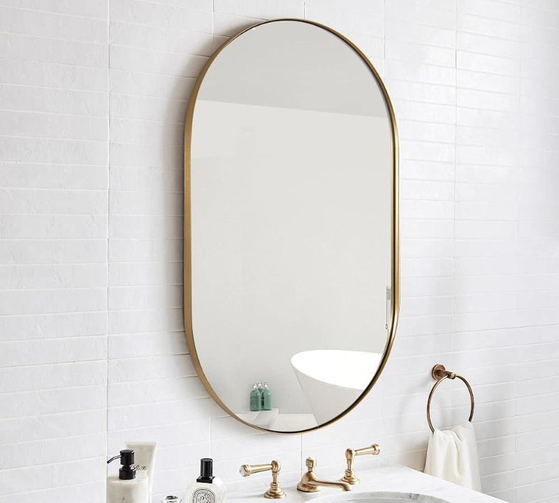 Photo 1 of Andy Star Oval Gold Mirror, 20x33x1'' Gold Metal Frame Oval Mirror for Bathroom, Hangs Horizontal or Vertical
